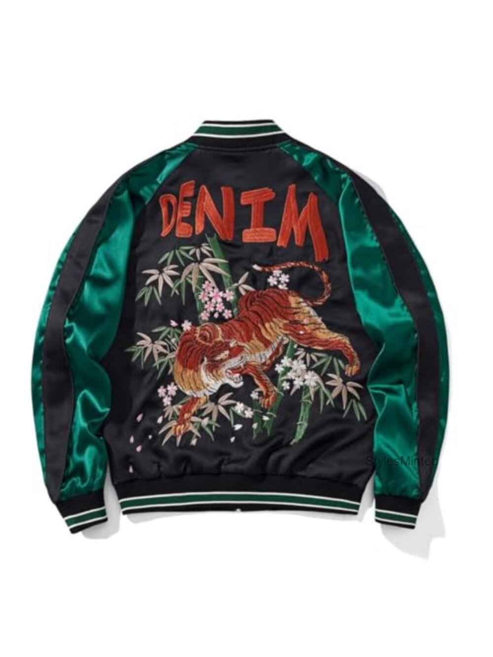 Tiger Embroidery Japanese Bomber Jacket Hip Hop Streetwear Oversized Full-Zip